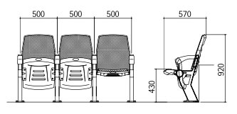 Kích thước Ghế sân vận động HR-2020F(S)