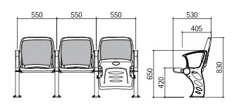 Kích thước Ghế sân vận động HR-2050F(S)