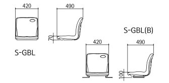 Kích thước Ghế sân vận động S-GBL, S-GBL(B)