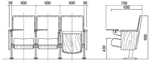Kích thước ghế Ghế hội trường HY-1010D