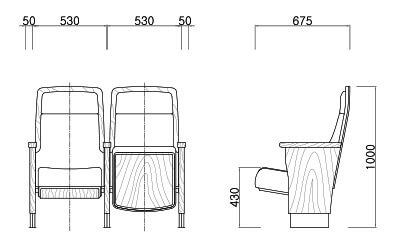 Kích thước ghế Ghế hội trường HY-1027