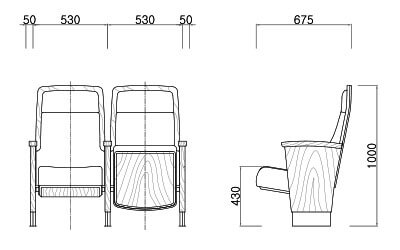 Kích thước ghế Ghế hội trường HY-1029