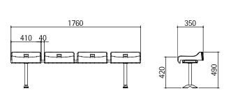 Kích thước ghế Ghế sân vận động H3-WP4