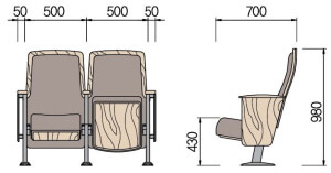 Kích thước ghế hội trường HY-1000