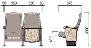 Kích thước ghế hội trường HY-1030