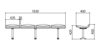 Kích thước ghế sân vận động H3-BLP4