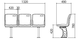 Kích thước ghế sân vận động H3-GBL(S)