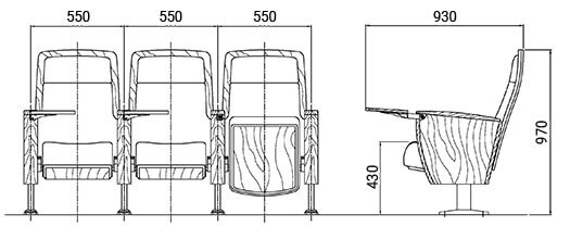 Kích thước Ghế hội trường HY-1038SD