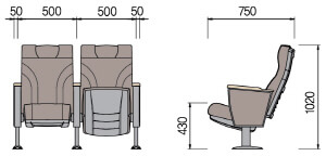 Kích thước Ghế hội trường HY-1061