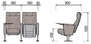 Kích thước Ghế hội trường HY-1061D