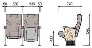 Kích thước Ghế hội trường HY-1062