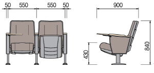 Kích thước Ghế hội trường HY-1070D