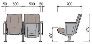Kích thước Ghế hội trường HY-1071