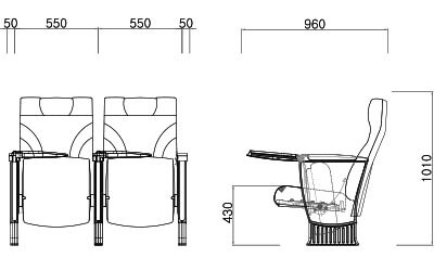 Kích thước Ghế hội trường HY-2100D