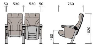 Kích thước Ghế rạp chiếu phim HY-1050