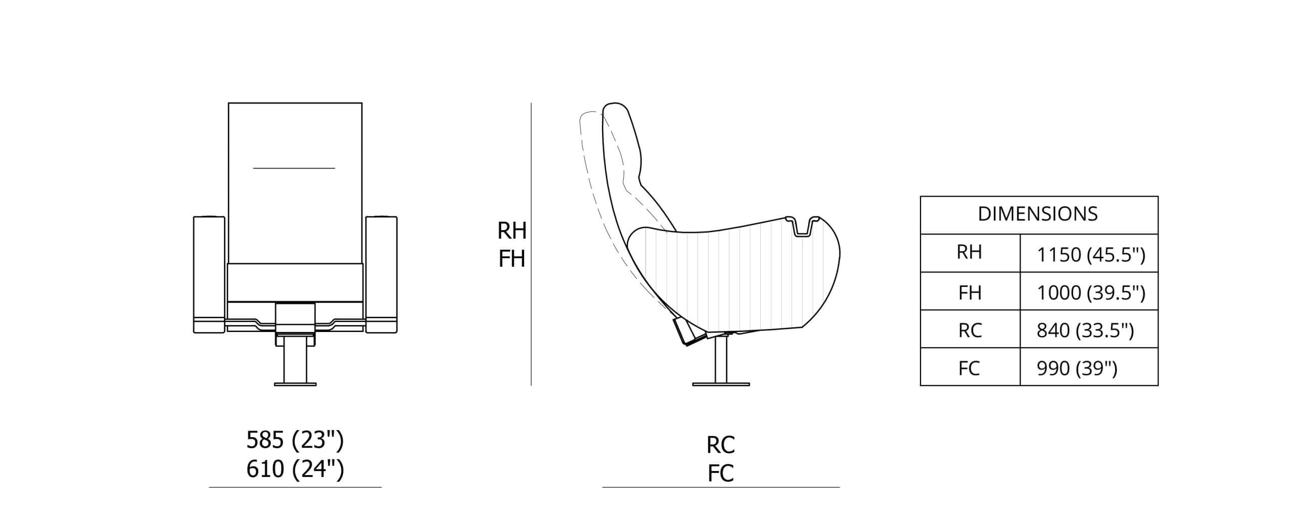 Kích thước ghế rạp chiếu phim Rex