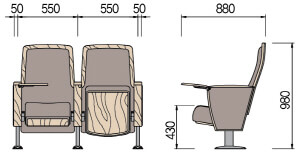 Kích thước ghế hội trường HY-1034D