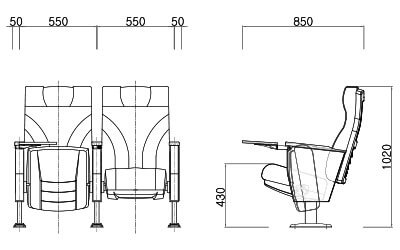 Kích thước ghế hội trường HY-1060D