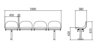 Kích thước Ghế sân vận động H3-S4
