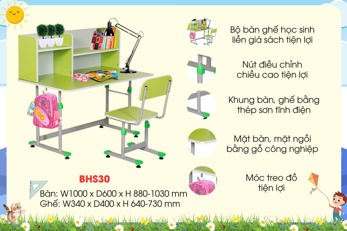 Bàn ghế học sinh Hòa Phát BHS30