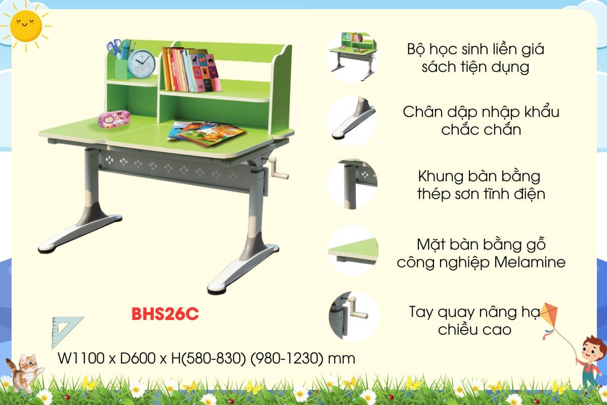 Bàn học sinh BHS26C thương hiệu Hòa Phát