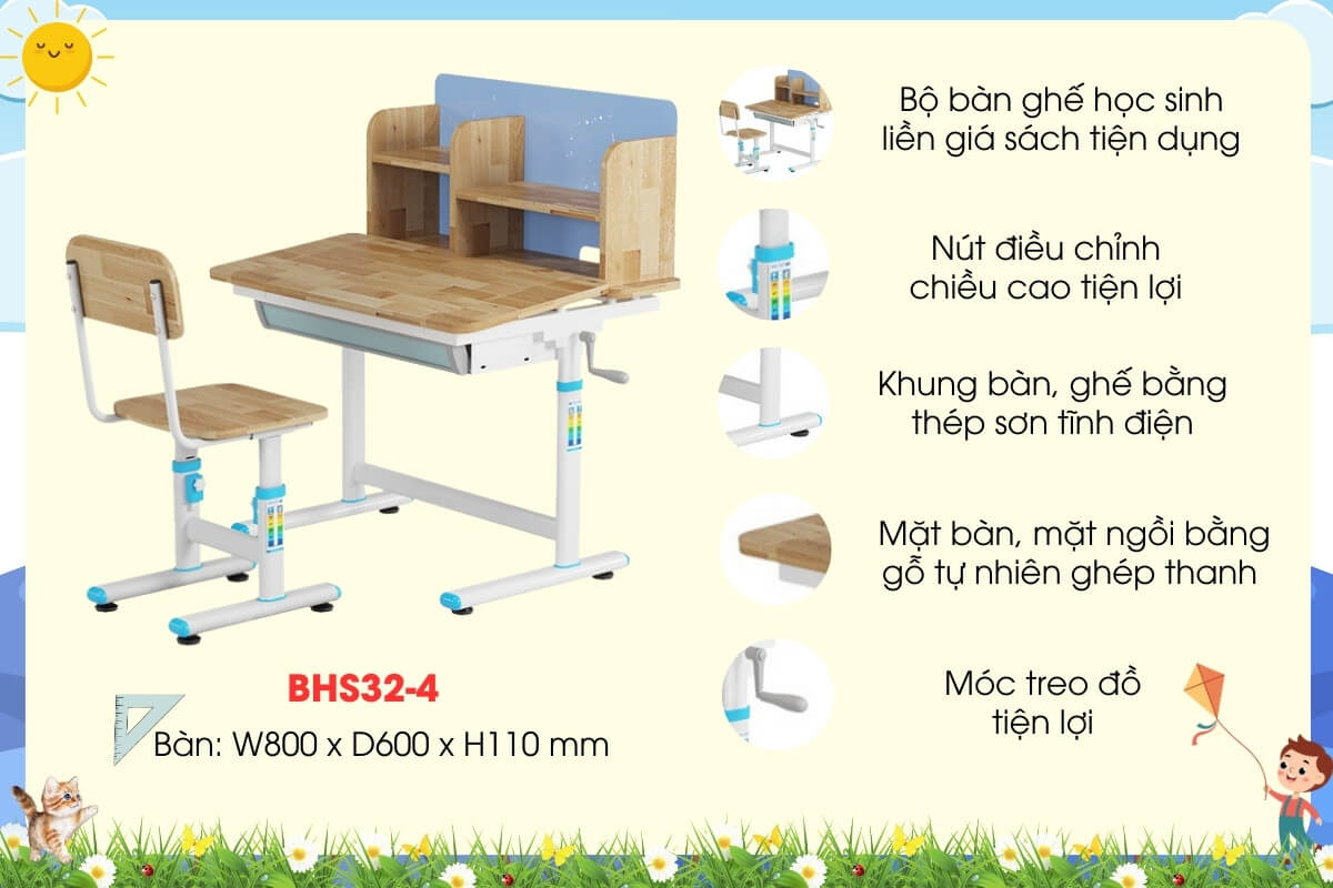 Bộ bàn ghế học sinh Hòa Phát BHS32-4