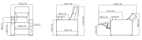 Kích thước Ghế rạp chiếu phim Chelsea LS-815 Zero Gravity