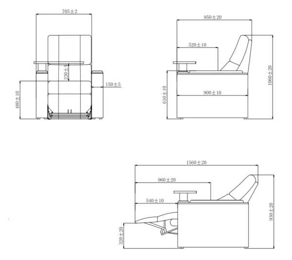 Kích thước Ghế rạp chiếu phim Garzia LS-819 Legacy
