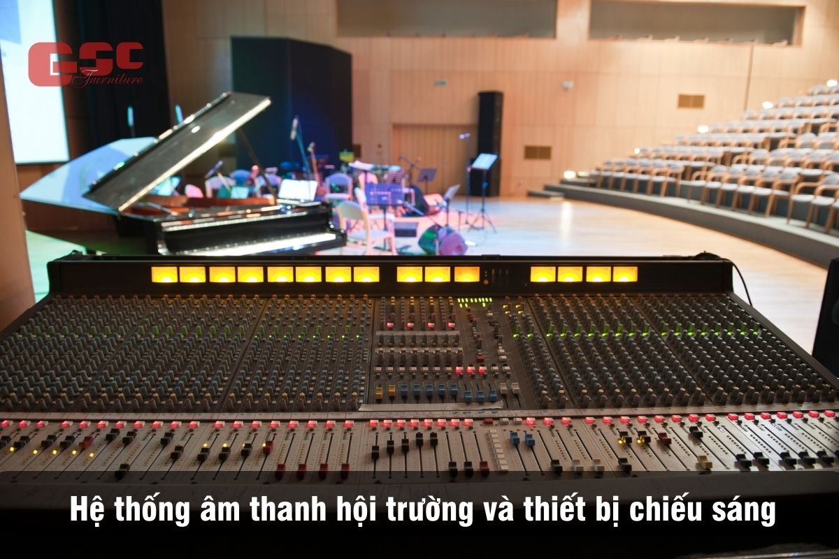 Hệ thống âm thanh hội trường và thiết bị chiếu sáng