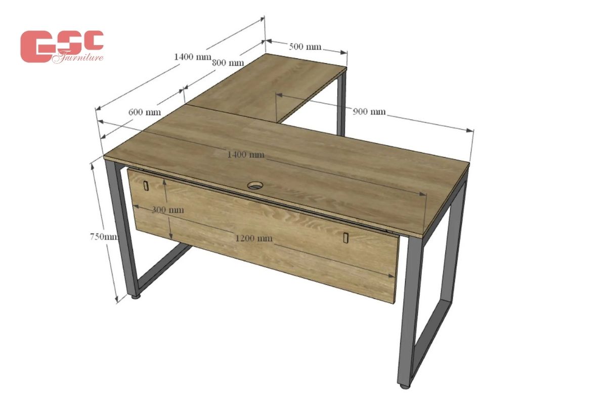 Kích thước bàn máy tính chữ L