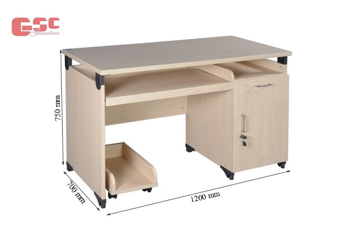 Kích thước bàn máy tính có hộc tủ