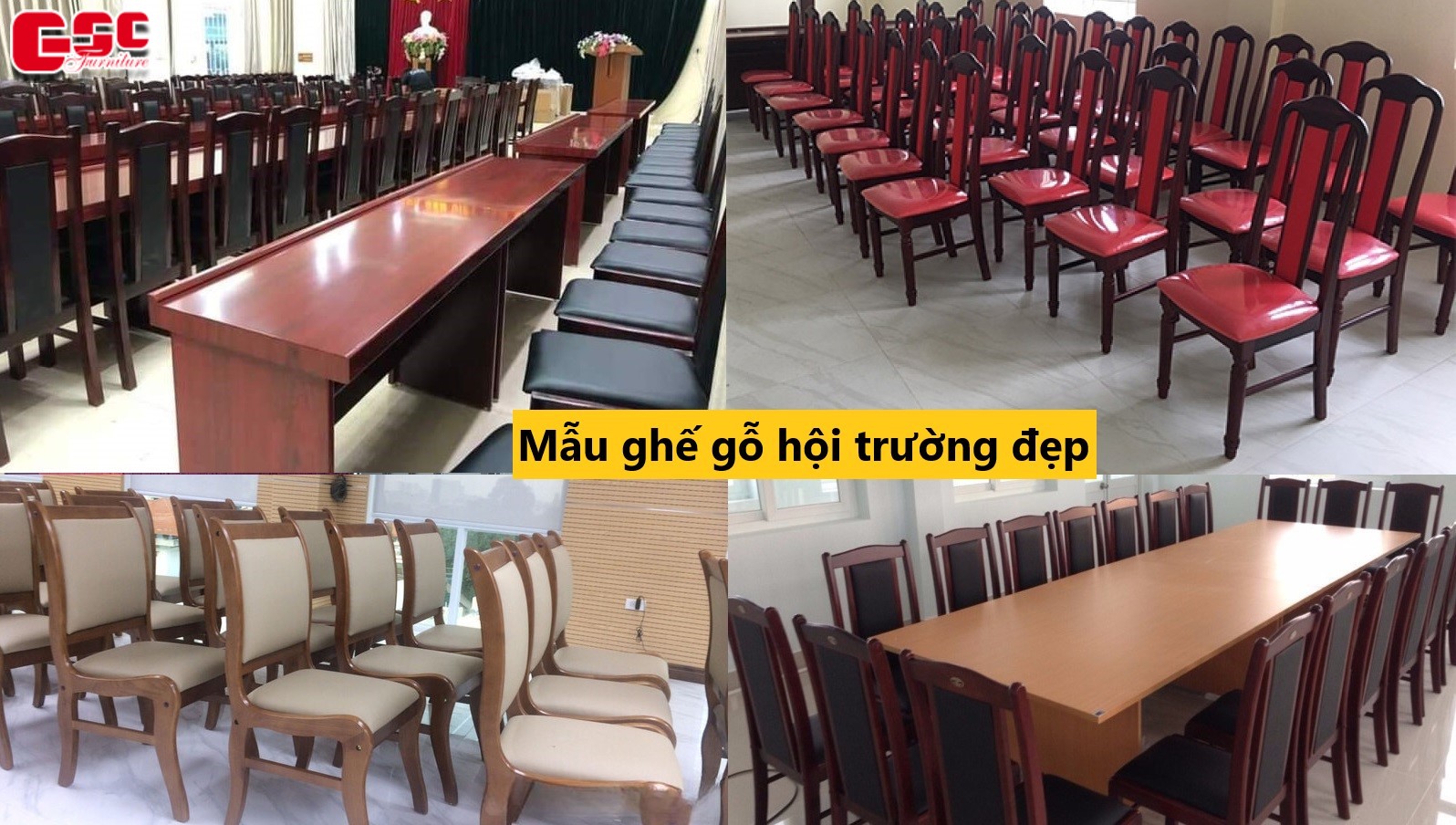 Mẫu ghế gỗ hội trường đẹp