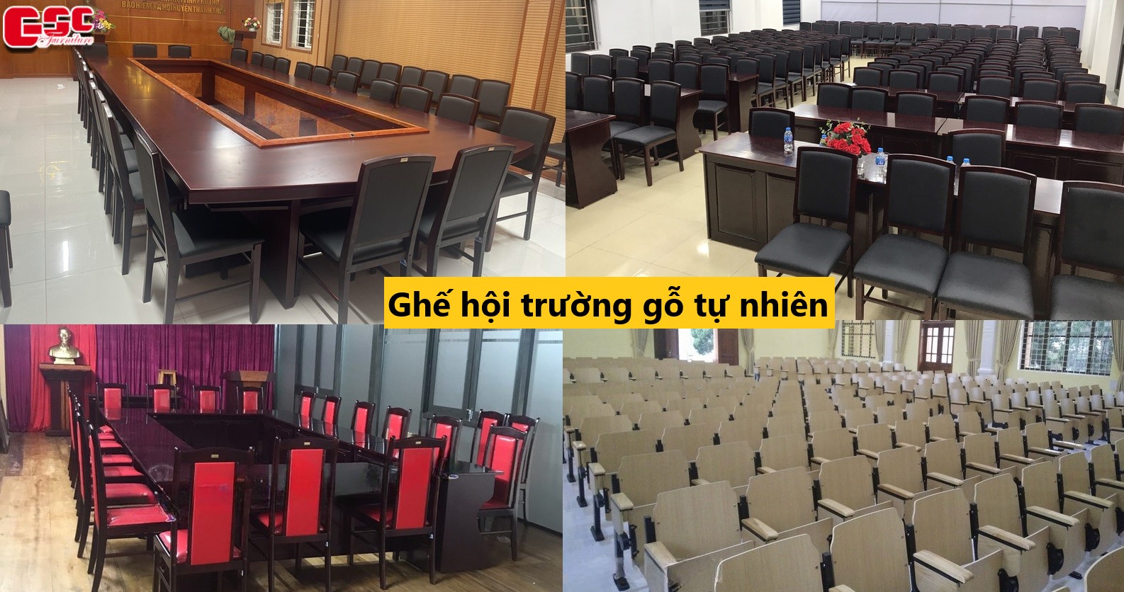 Tổng hợp mẫu ghế gỗ hội trường đẹp, bền bỉ 2026