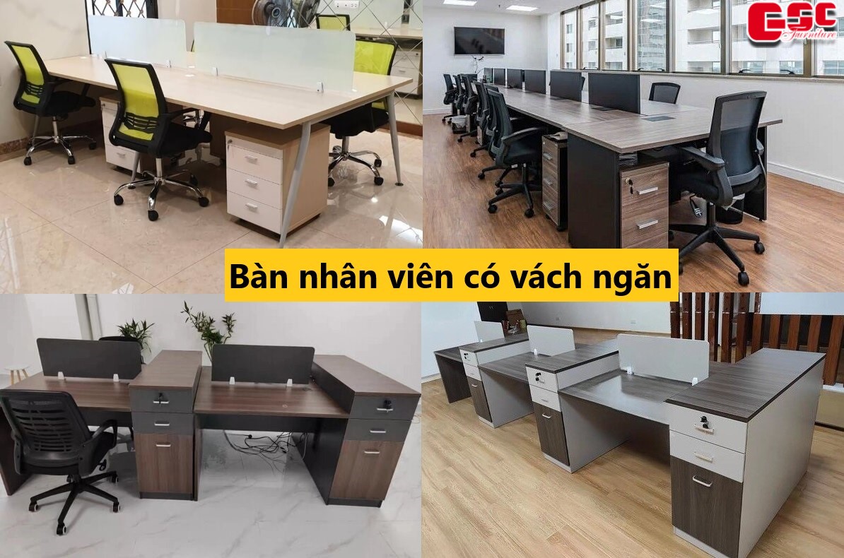 Bàn nhân viên có vách ngăn