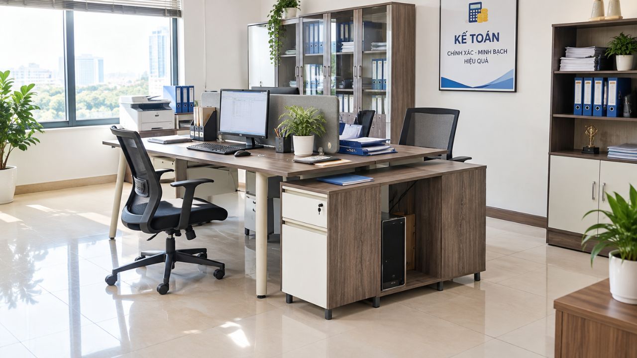 10+ Mẫu Bàn Làm Việc Kế Toán Hiện Đại Cho Doanh Nghiệp 2026 13 10+ Mẫu Bàn Làm Việc Kế Toán Hiện Đại Cho Doanh Nghiệp 2026