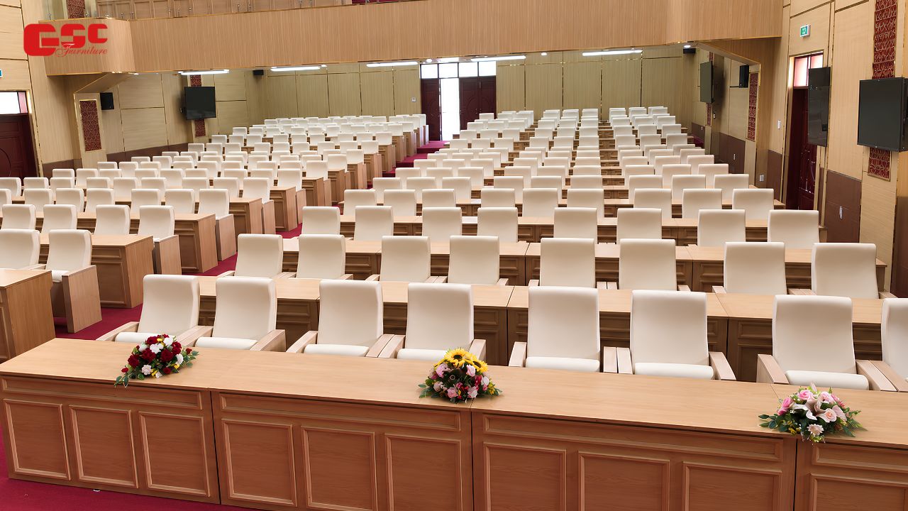 Ghế Hội Trường Bọc Nỉ Cao Cấp Cho Không Gian Hội Nghị Lớn 6 Hội trường công an tỉnh Bạc Liêu