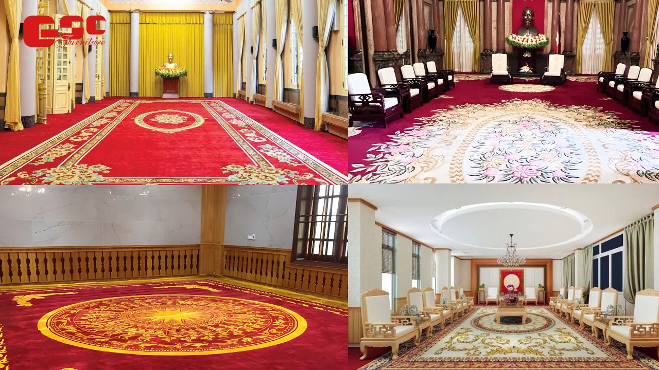 Nội Thất Phòng Khánh Tiết Và Thứ Tự Set-up Đẹp, Chuẩn 2026 2 Tham khảo 1 số mẫu thảm trải sàn phòng khánh tiết